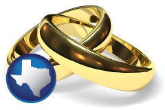 texas map icon and wedding rings
