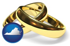 virginia map icon and wedding rings