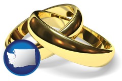 washington map icon and wedding rings