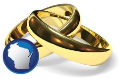 wisconsin map icon and wedding rings