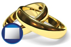wyoming map icon and wedding rings
