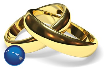 wedding rings - with Hawaii icon
