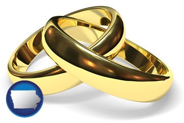 wedding rings - with Iowa icon