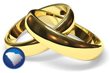 wedding rings - with South Carolina icon