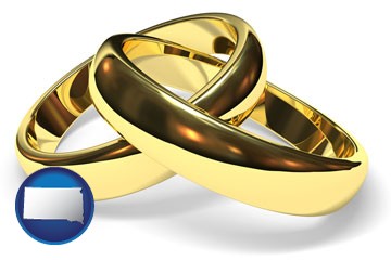 wedding rings - with South Dakota icon