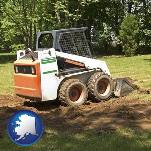 landscaping equipment (a skid-steer loader) - with Alaska icon