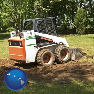 landscaping equipment (a skid-steer loader) - with Hawaii icon
