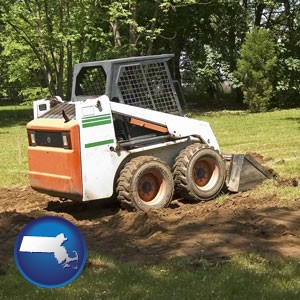 landscaping equipment (a skid-steer loader) - with Massachusetts icon