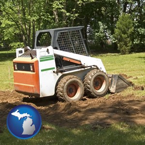 landscaping equipment (a skid-steer loader) - with Michigan icon