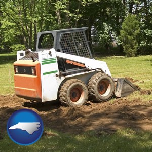 landscaping equipment (a skid-steer loader) - with North Carolina icon