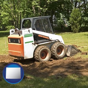 landscaping equipment (a skid-steer loader) - with Wyoming icon