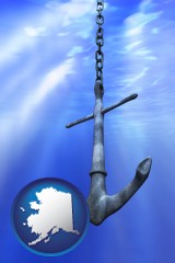 alaska map icon and a marine anchor