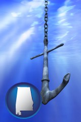alabama map icon and a marine anchor