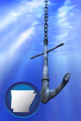 arkansas map icon and a marine anchor