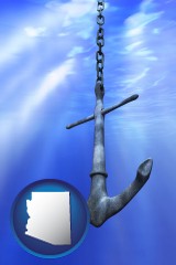 arizona map icon and a marine anchor