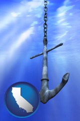 california map icon and a marine anchor