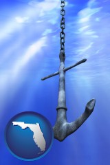 florida map icon and a marine anchor