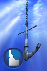 idaho map icon and a marine anchor