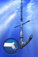 massachusetts map icon and a marine anchor