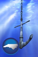 north-carolina map icon and a marine anchor