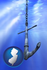 new-jersey map icon and a marine anchor