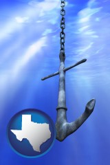 texas map icon and a marine anchor