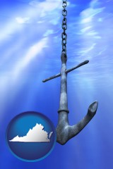 virginia map icon and a marine anchor