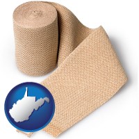 west-virginia map icon and a medical bandage