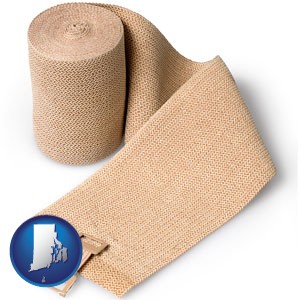 a medical bandage - with Rhode Island icon