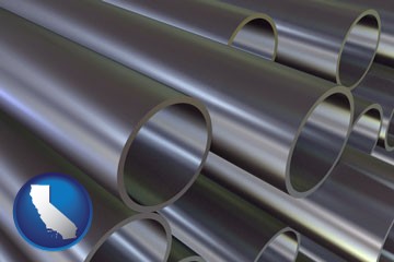metal pipes - with California icon