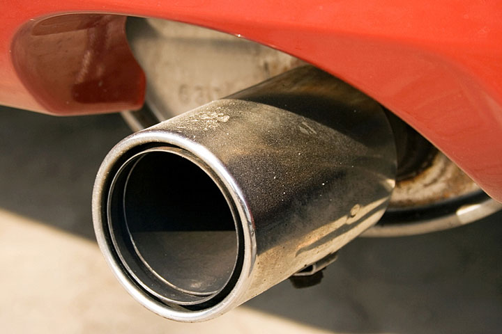 an automotive muffler and tailpipe (large image)