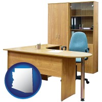 arizona office furniture (a desk, chair, bookcase, and cabinet)