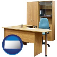 kansas office furniture (a desk, chair, bookcase, and cabinet)