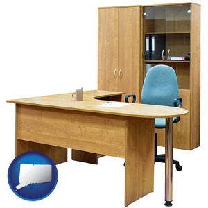 office furniture (a desk, chair, bookcase, and cabinet) - with Connecticut icon