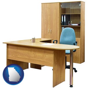 office furniture (a desk, chair, bookcase, and cabinet) - with Georgia icon