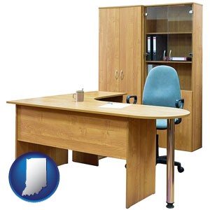 office furniture (a desk, chair, bookcase, and cabinet) - with Indiana icon