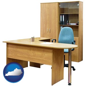office furniture (a desk, chair, bookcase, and cabinet) - with Kentucky icon