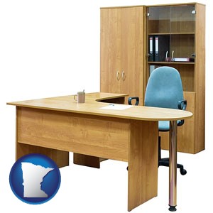 office furniture (a desk, chair, bookcase, and cabinet) - with Minnesota icon