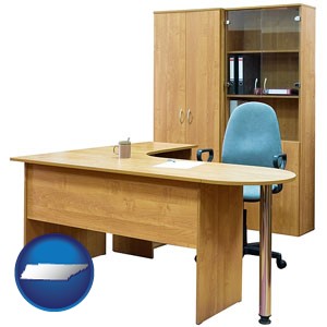 office furniture (a desk, chair, bookcase, and cabinet) - with Tennessee icon
