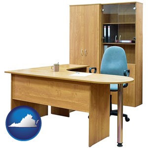 office furniture (a desk, chair, bookcase, and cabinet) - with Virginia icon