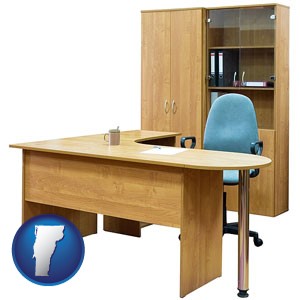 office furniture (a desk, chair, bookcase, and cabinet) - with Vermont icon