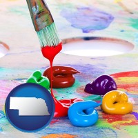 nebraska colorful oil paints and paintbrush