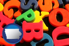 iowa colorful plastic letters