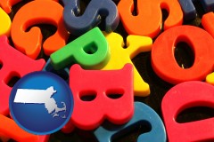 massachusetts colorful plastic letters