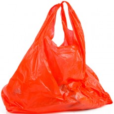 an orange plastic bag