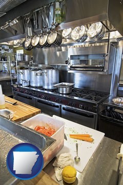 a restaurant kitchen - with Arkansas icon
