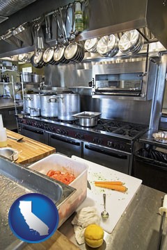 a restaurant kitchen - with California icon