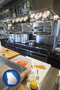 a restaurant kitchen - with Georgia icon