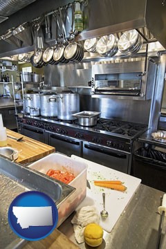 a restaurant kitchen - with Montana icon