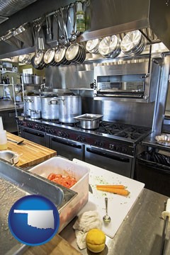 a restaurant kitchen - with Oklahoma icon